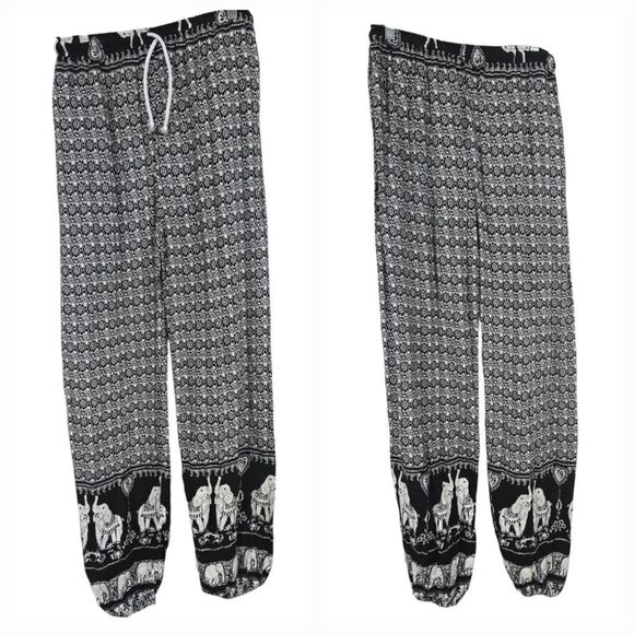 Urban Coco Elephant Print Harem Pants Comfy Casual Bohemian Jogger Pockets Women - Picture 2 of 10